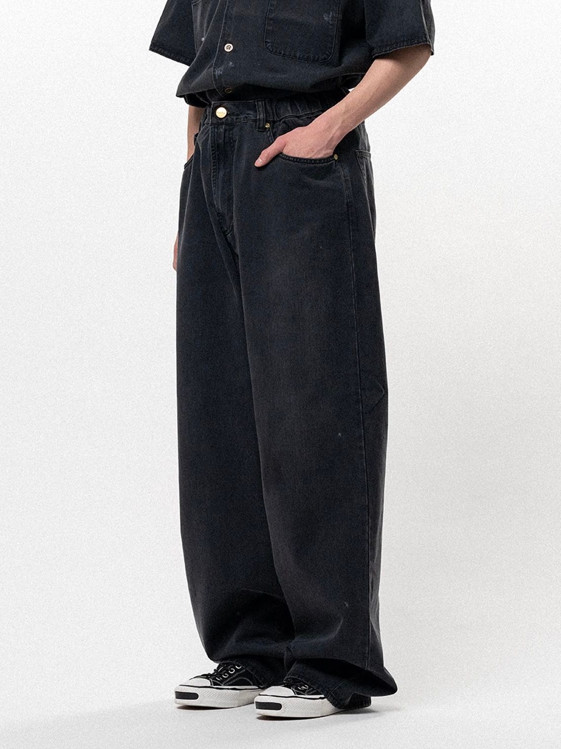 【26SS】テンセル デニム ワイド パンツ / TENCEL DENIM WIDE DENIM PANTS / ブラック