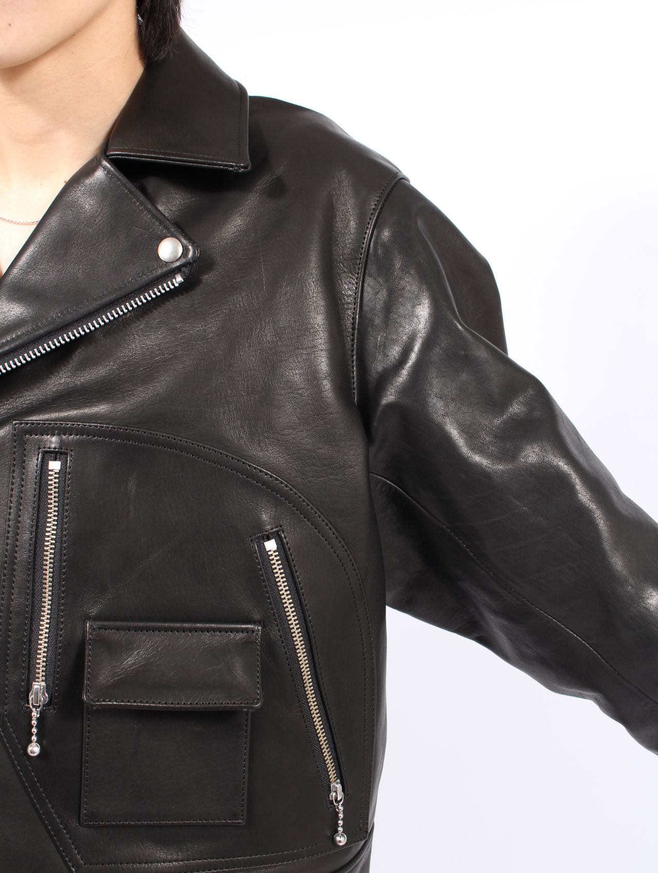 【25AW】カウレザー Dポケット ライダース / COW LEATHER D-POCKET RIDERS / ブラック