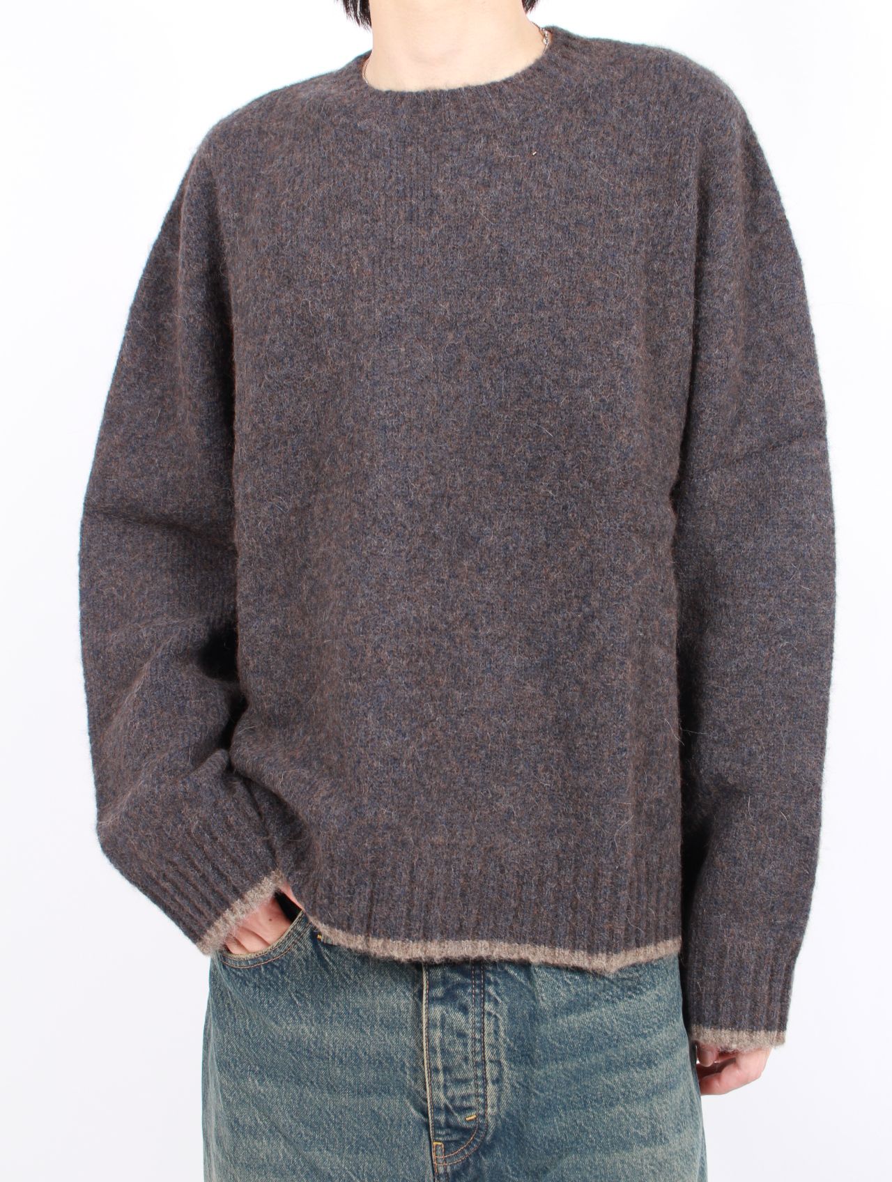【25AW】ボックス シルエット ニット プルオーバー  / BOX SWEATER / BLUE BROWN(ブルーブラウン)