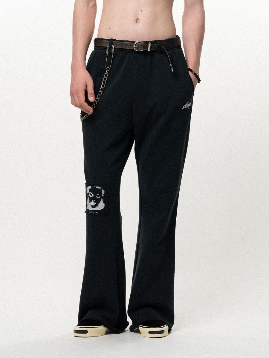 【26AW】 "ガールパッチ" ブーツカット スウェットパンツ フレア パンツ / "GIRL PATCH" BOOTCUT SWEAT PANTS / ブラック