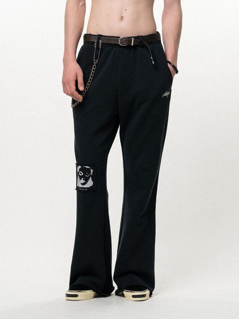 【26AW】 "ガールパッチ" ブーツカット スウェットパンツ フレア パンツ / "GIRL PATCH" BOOTCUT SWEAT PANTS / ブラック
