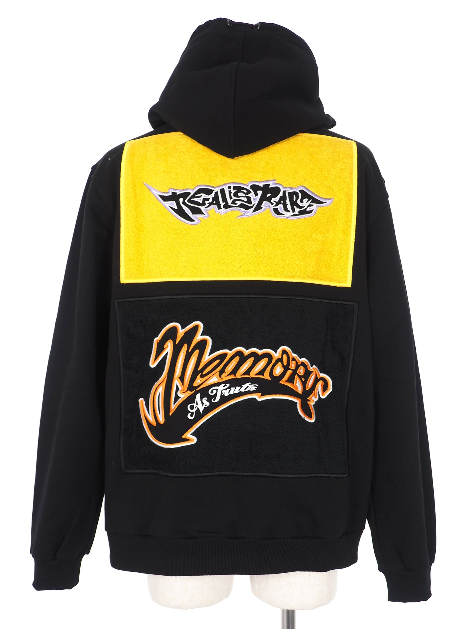 【20AW】バック刺繍柄 タオル地ワッペン パーカー / ACK HOODIE EMBROIDERED / ブラック × イエロー
