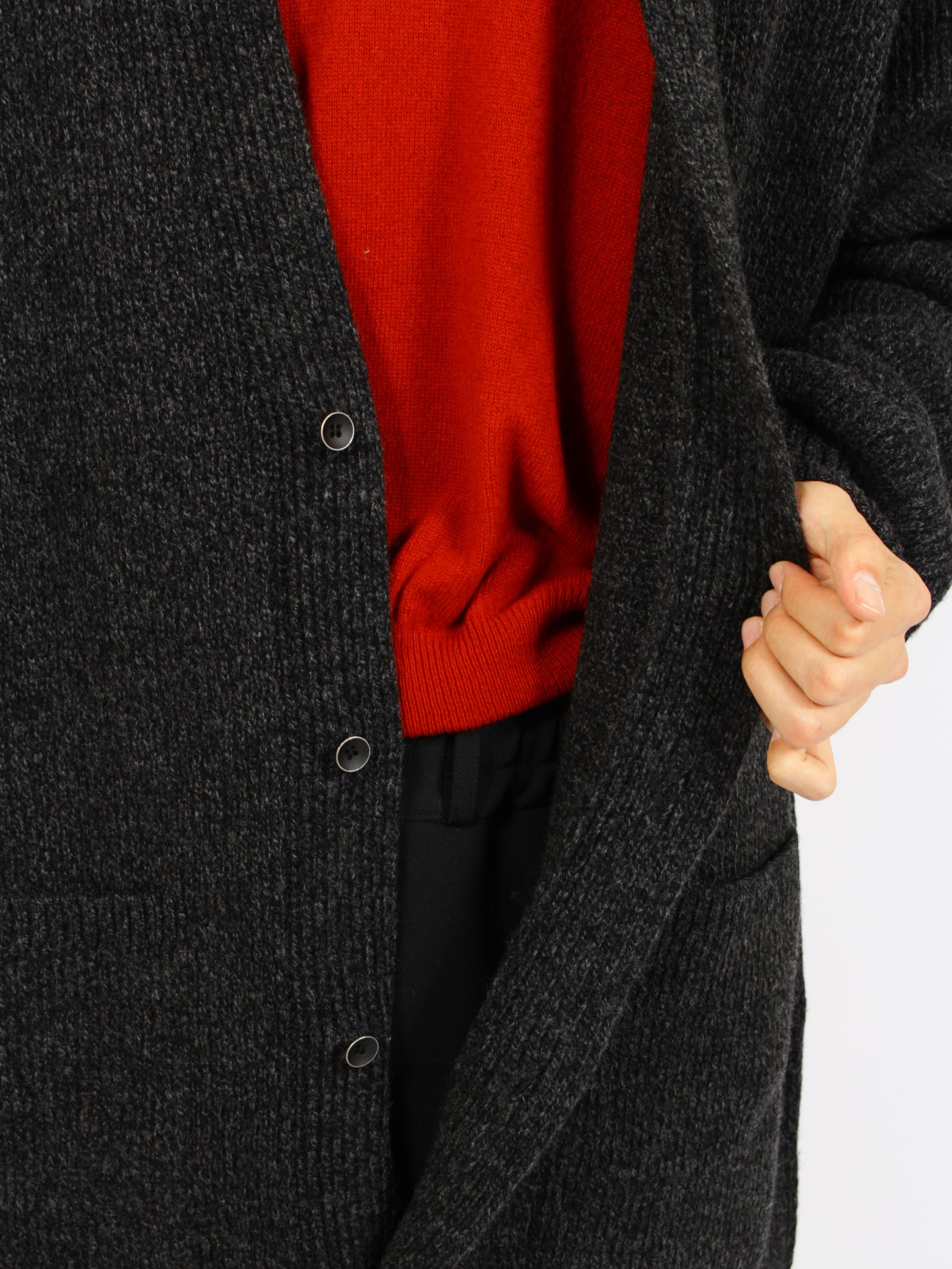 【26AW】ラムウール ヘビー ロング カーディガン / RAM WOOL HEAVY LONG CARDIGAN .16 / チャコール
