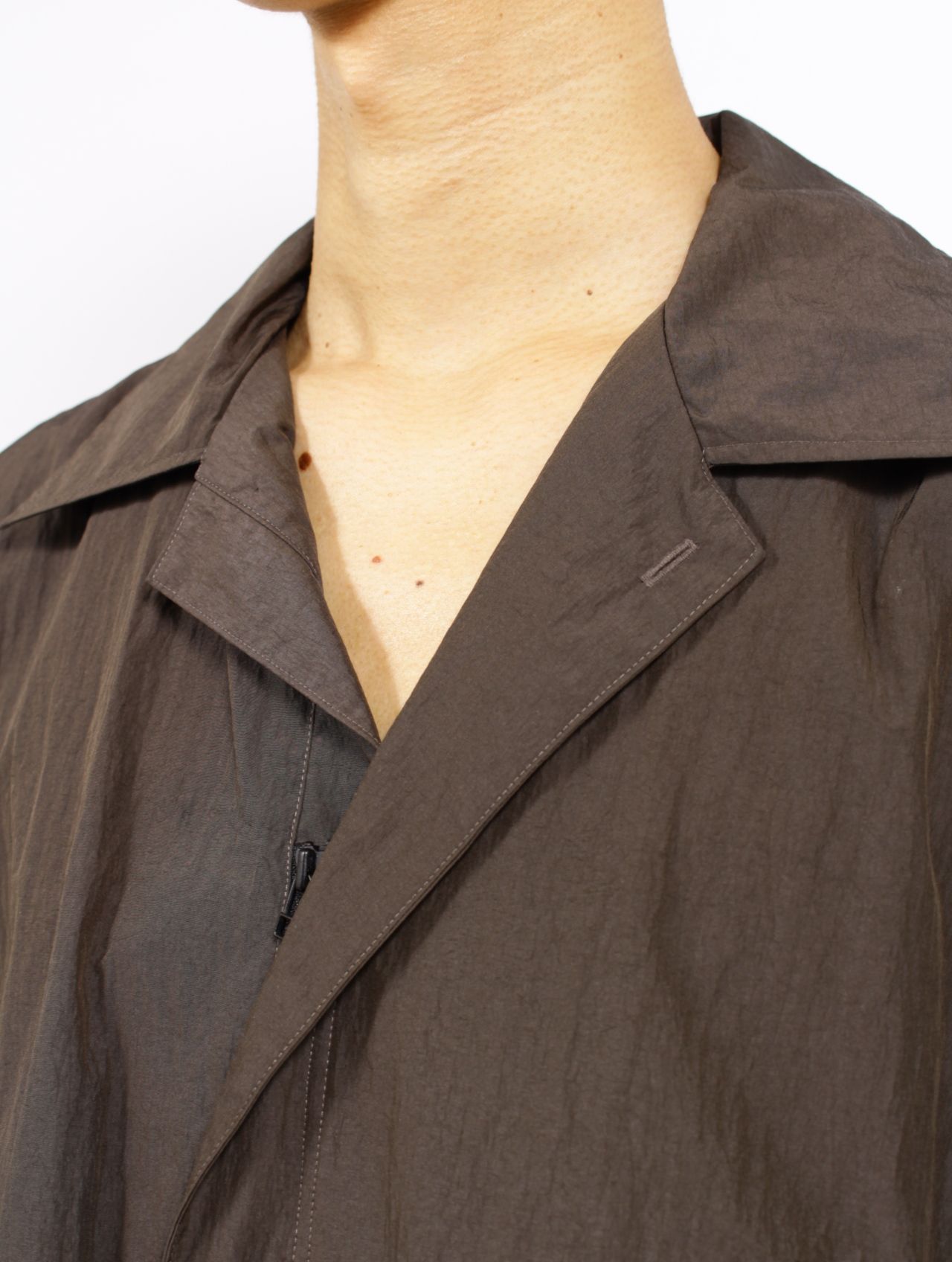 【25SS】ワッシャーナイロン ハーフスリーブ ハンティング シャツ / WASHER NYLON HALF SLEEVE  HUNTING SHIRT / バッファローブラウン
