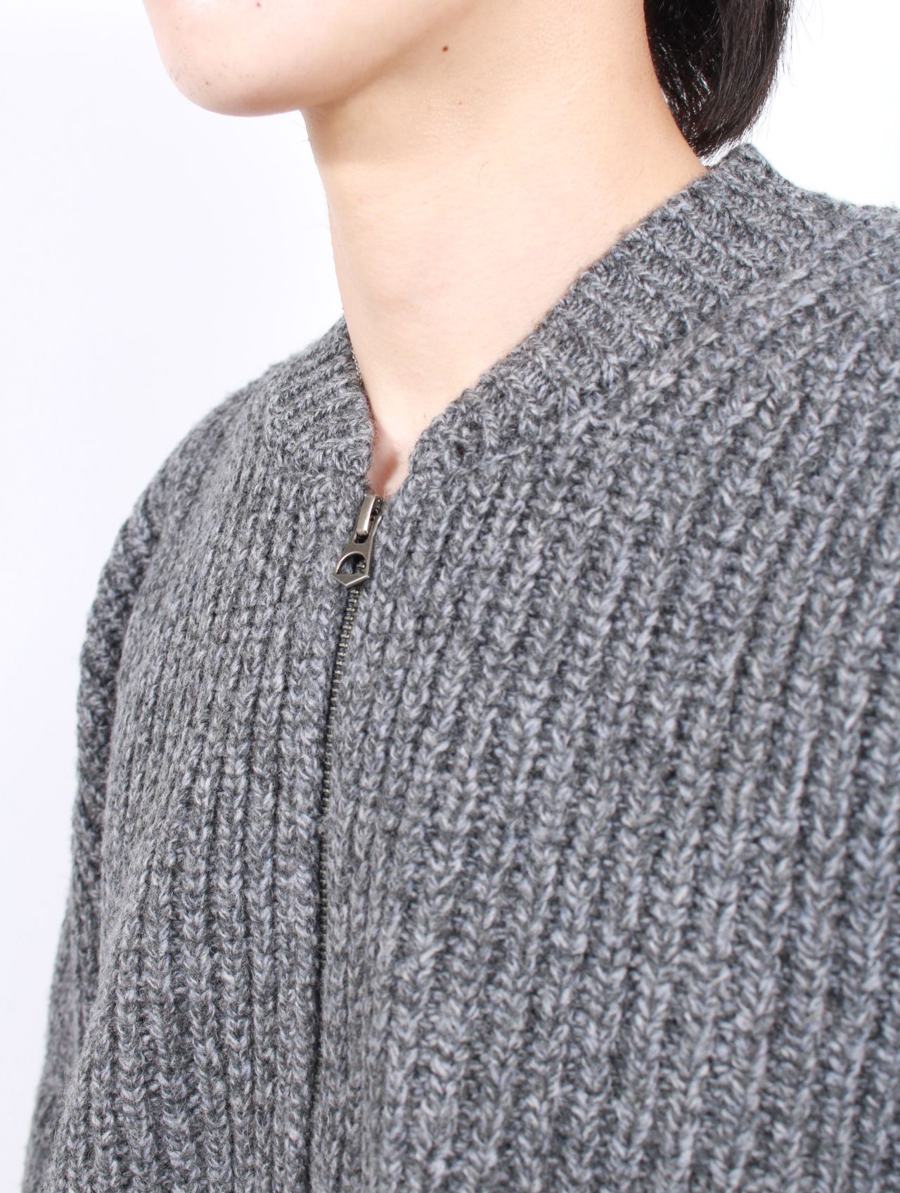 【25AW】ボンバー ニット カーディガン / BOMBER CARDIGAN / GREY(グレー)