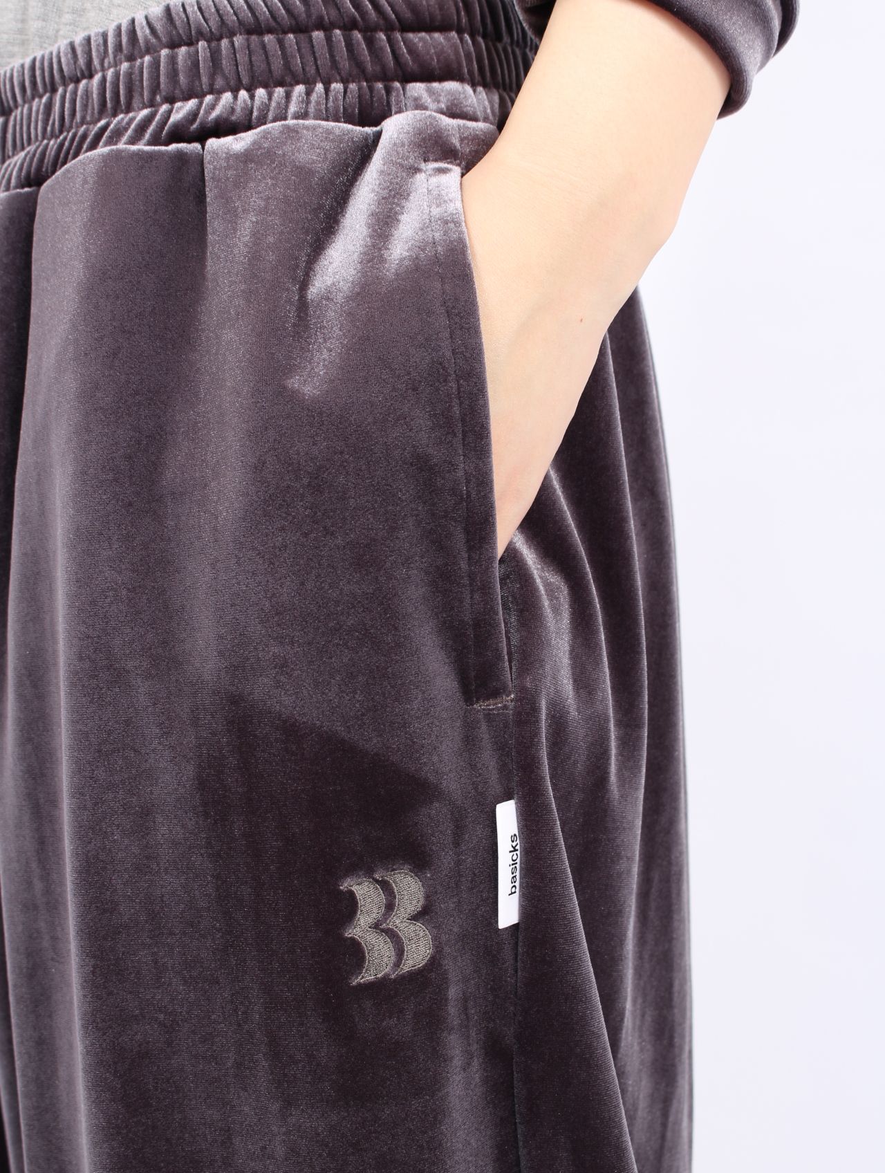 【25AW】レイヤード ベルベット トラウザーズ / LAYERED VELVET TROUSER / グレー