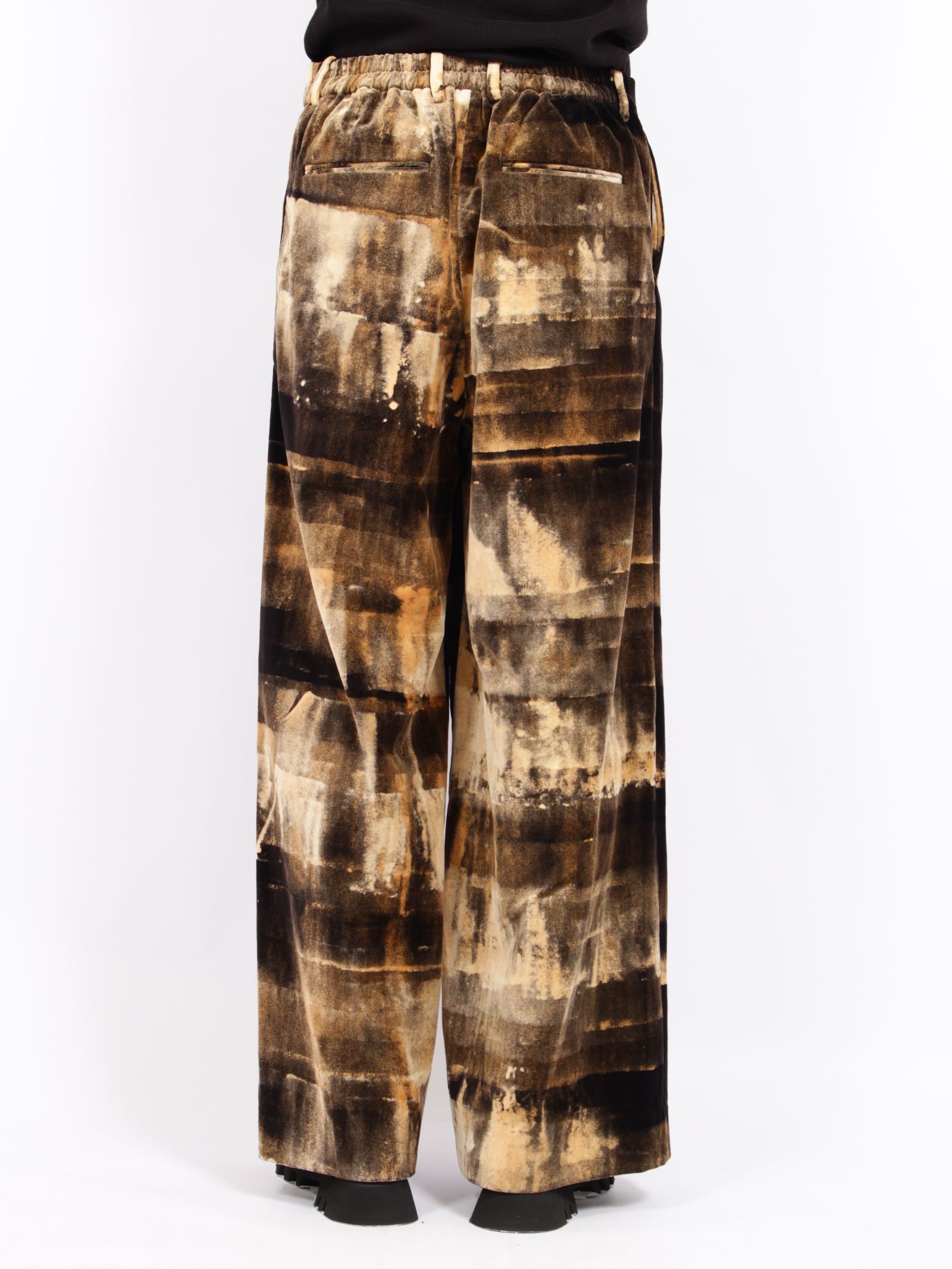 【26AW】ハンド ブリーチド ベルベット パンツ / HAND-BLEACHED VELVET PANTS / ブラック