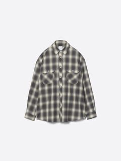 【26AW】ウォッシャブル ウール チェック シャツ / WASHABLE WOOL OMBRE CHECK SHIRTS .16 / MOLD GRAY(グレー)