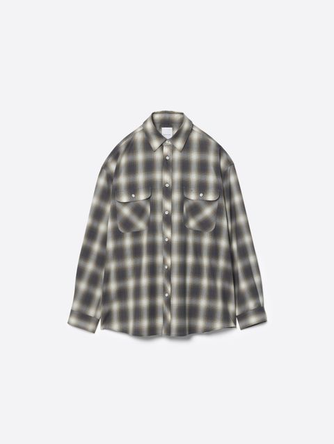 【26AW】ウォッシャブル ウール チェック シャツ / WASHABLE WOOL OMBRE CHECK SHIRTS .16 / MOLD GRAY(グレー)