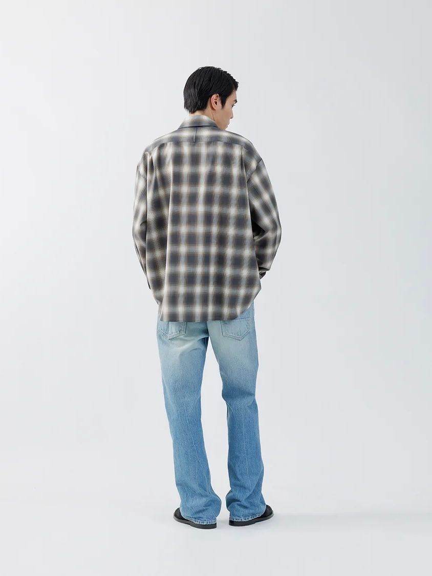 【26AW】ウォッシャブル ウール チェック シャツ / WASHABLE WOOL OMBRE CHECK SHIRTS .16 / MOLD GRAY(グレー)