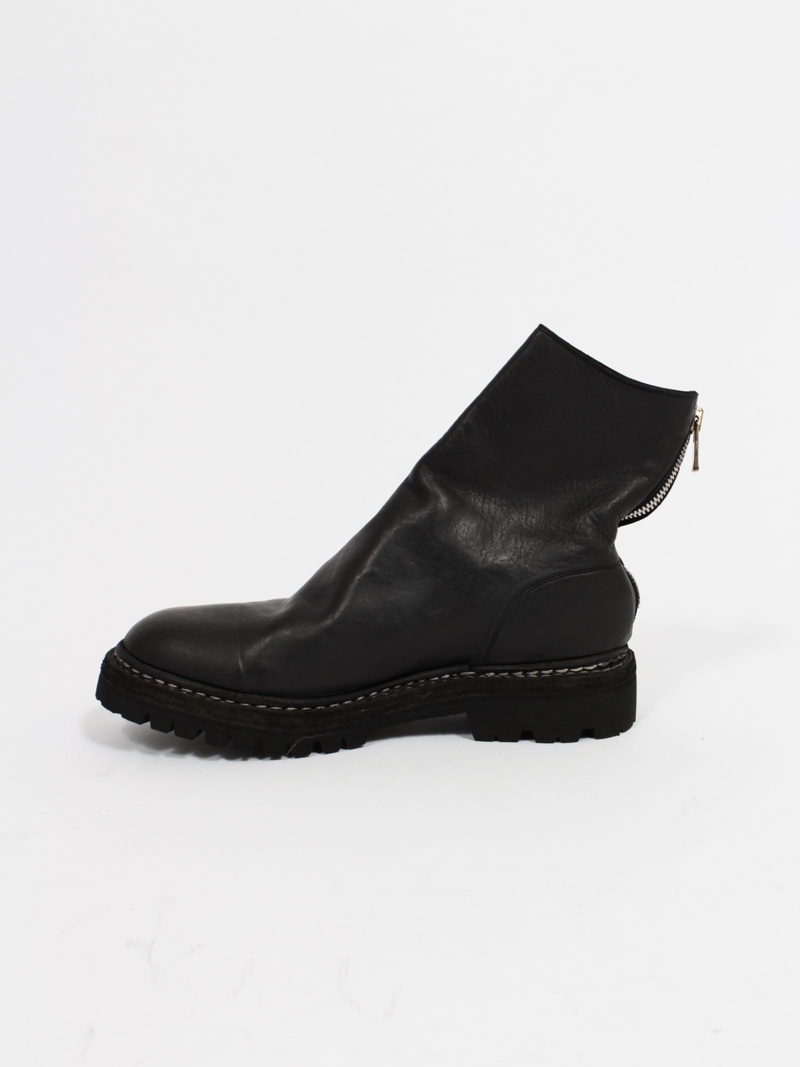 【796V_N】馬革 ホースレザー バックジップ ブーツ / HORSE FULL GRAIN  BACK ZIP BOOT / ブラック