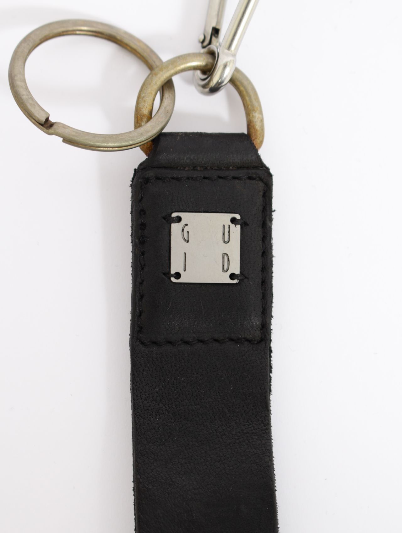 【KH04】牛革 レザー キー チェーン / LEATHER KEY CHAIN GROPPONE FULL GRAIN / ブラック