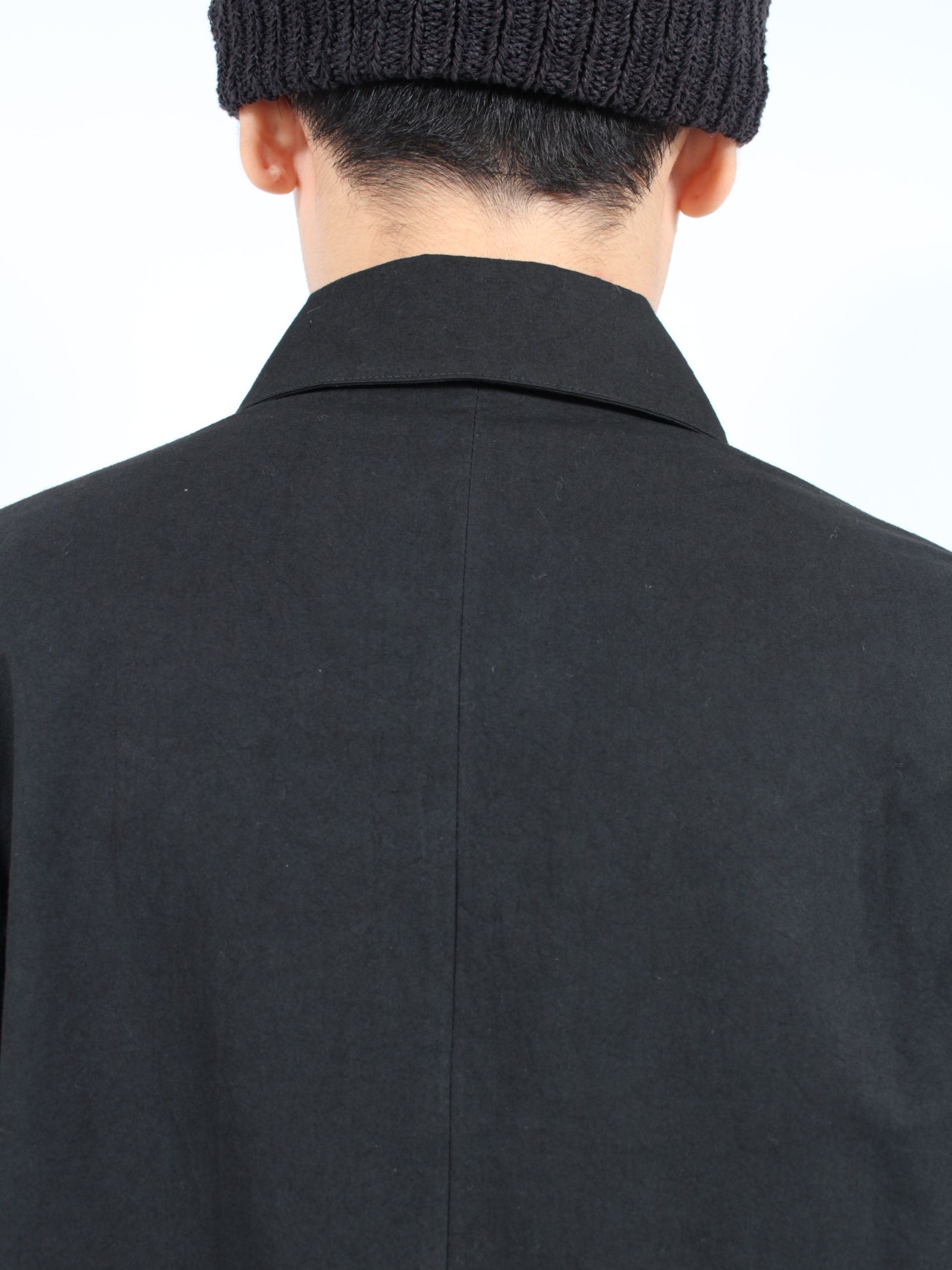 【24AW】ハンドステッチ ヘム ボーダー リラックスフィット シャツ / HAND-STITCHED HEM BORDER RELAXED FIT SHIRT / ブラック