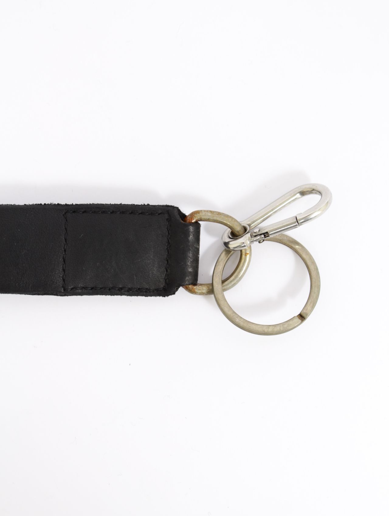 【KH04】牛革 レザー キー チェーン / LEATHER KEY CHAIN GROPPONE FULL GRAIN / ブラック