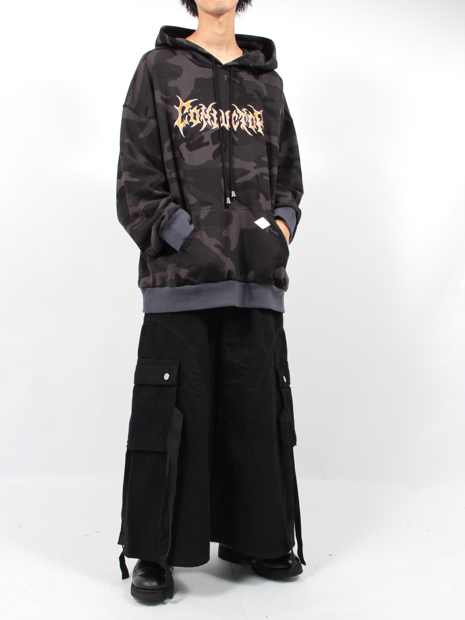 【24AW】カモフラージュ スウェット フーディー / CAMOUFLAGE HOODED SWEATER / ブラック