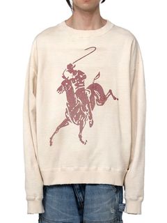 【24AW】ロデオ ブリーチド プルオーバー スウェット / "RODEO"BREACHED PULLOVER / ホワイト