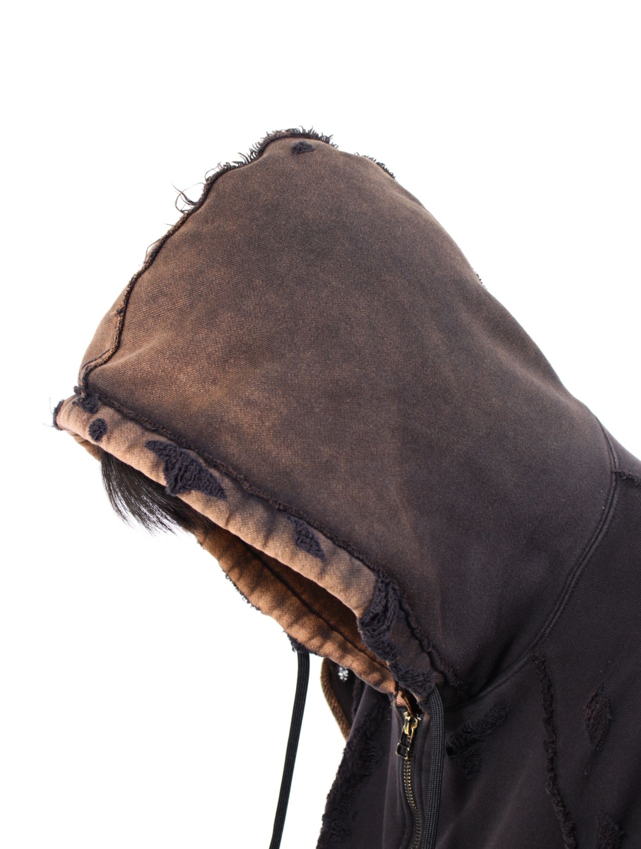 【25SS】ダメージ加工 スリーブレス パーカー / DAMAGED SLEEVELESS PARKA.13 / ラスティーブラック