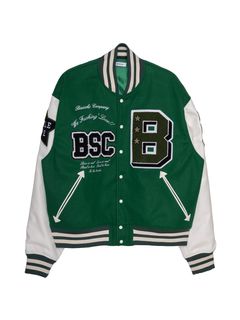 【25SS】ヴィンテージ ヴァーシティ サガラ刺繍 ジャケット / VINTAGE STYLE VARSITY JACKET / グリーン