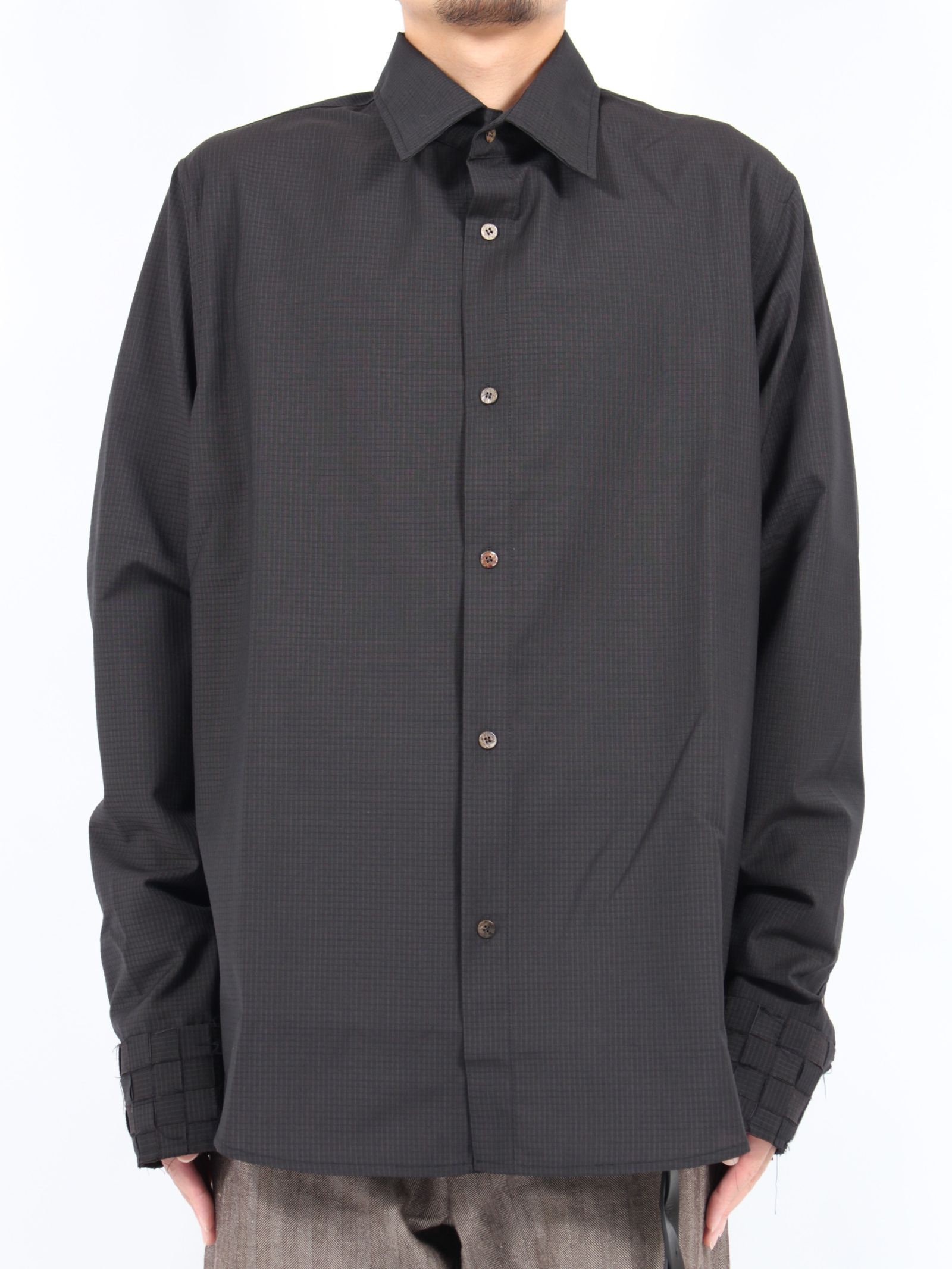 【24AW】デザインカフ オーバーサイズ シャツ / HAND WOVEN CUFF OVERSIZE SHIRT / ブラック