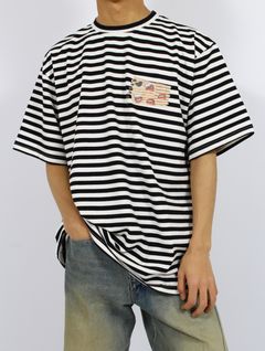 【25SS】ミセス 若井さん着用 ボーダー プリント Tシャツ 半袖 / BORDER PRINT TEE / ブラック