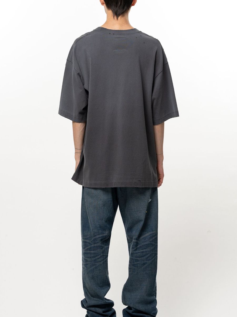 【26AW】 キッズ ドゥードゥル Tシャツ レオン君 ダメージ加工 半袖 / KIDS DOODLE TEE / ブラック