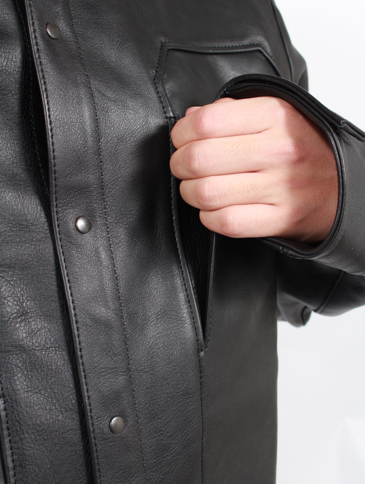 【25SS】6ポケット パネル レザー ワークジャケット / 6 POCKET PANEL LEATHER WORK JKT / ブラック