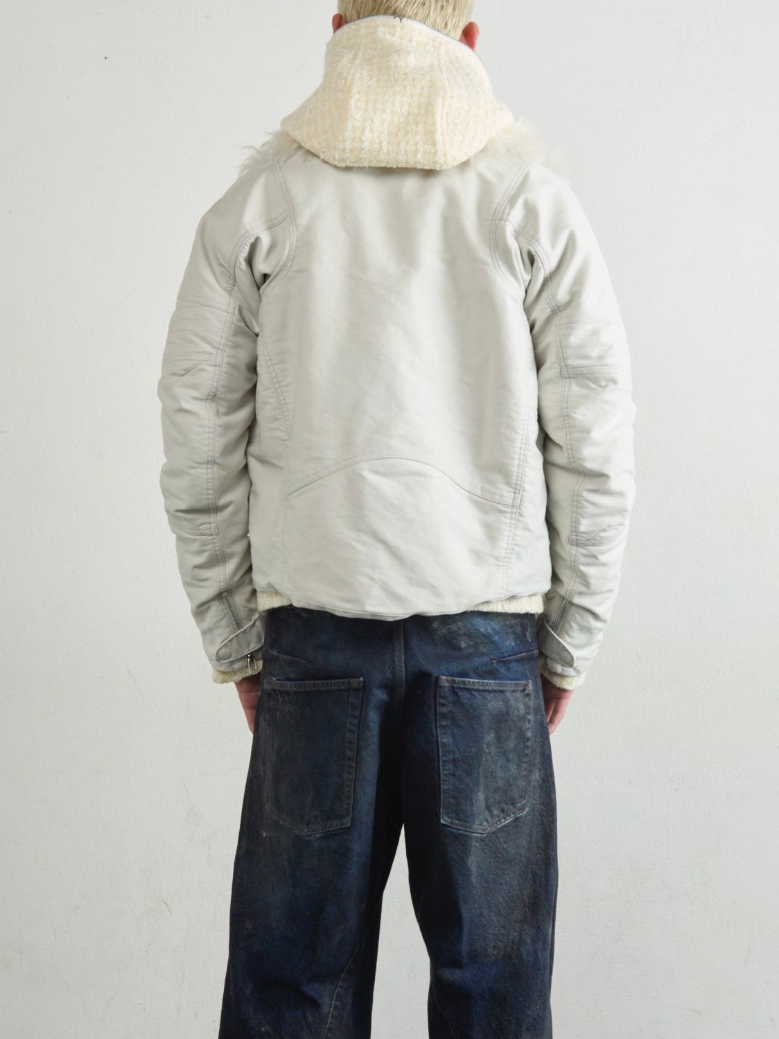 【25AW】 パデッド シェーリング カラー バイカー ジャケット / PADDED SHEARING COLLAR BIKER JACKET / WHITE(ホワイト)
