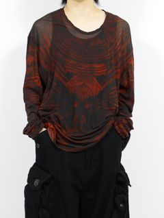 【25SS】プリンテッド コットン トップス / PRINTED COTTON JERSEY / ブラック×ボルドー