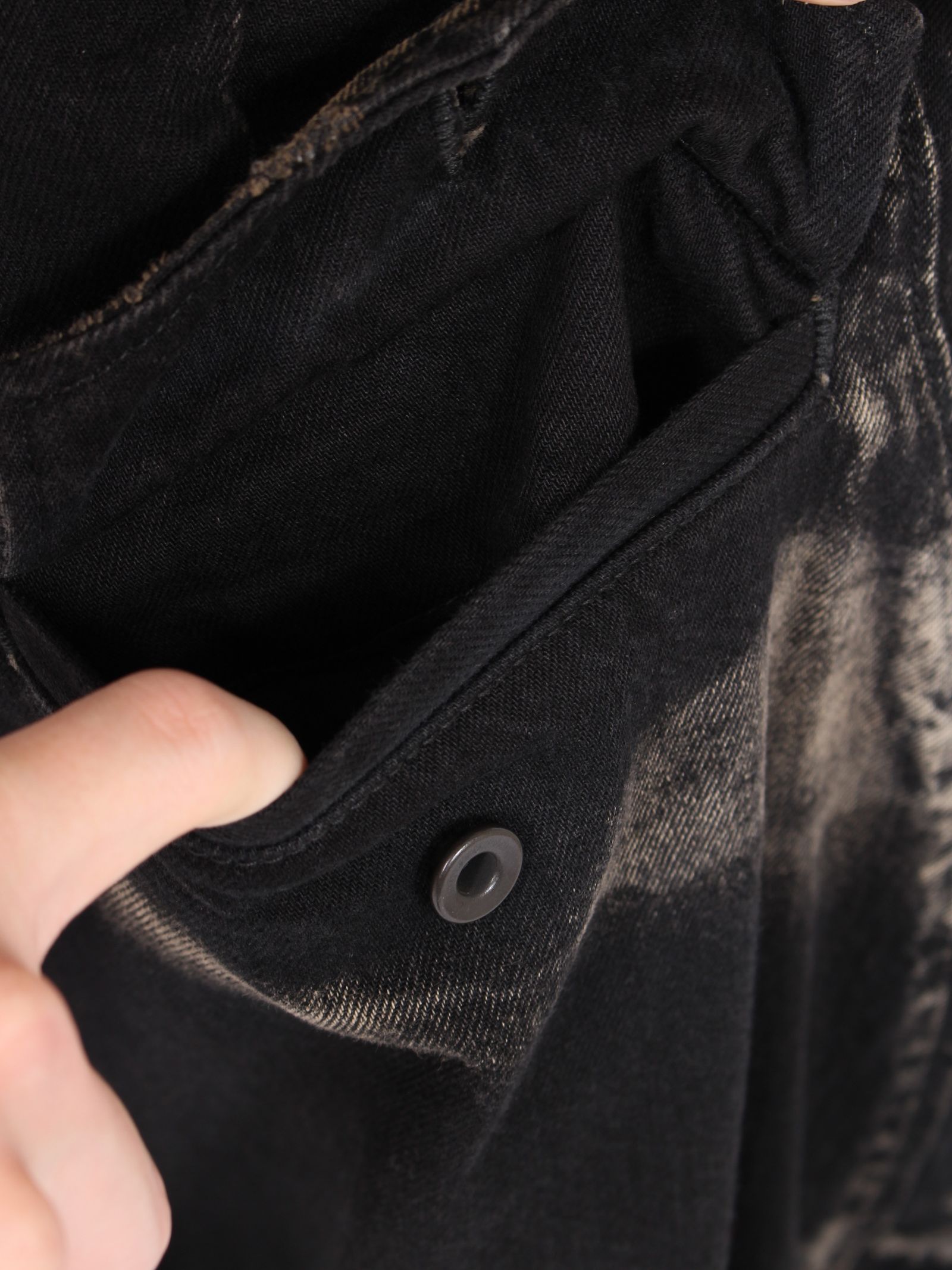 【24AW】10oz ダメージ ワイド デニム パンツ / 10oz DENIM / ブラック