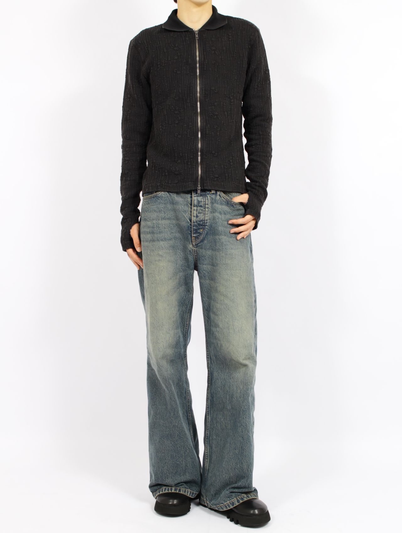 【25AW】LYRA ZIP CARDIGAN / リラジップ カーディガン / FADED BLACK(ブラック)