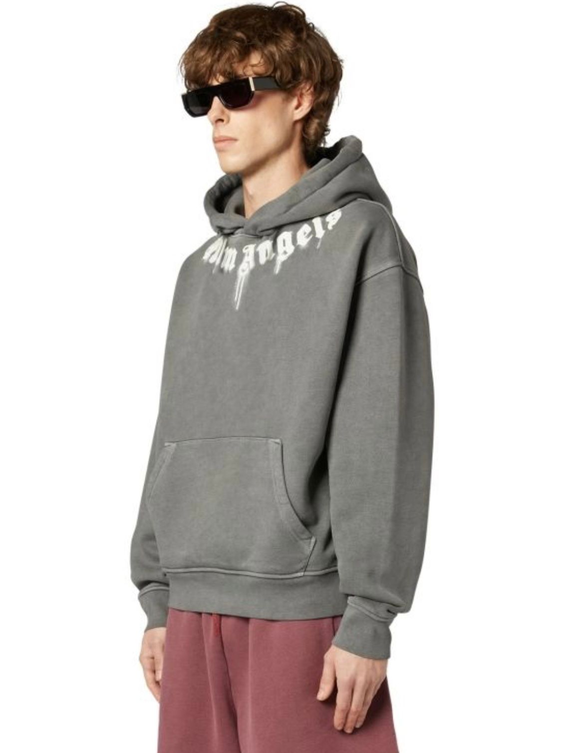 【25AW】ネックロゴ レッグ フーディー パーカー / NECK LOGO REG HOODY / ダークグレー×オフホワイト