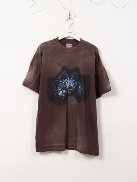 【25SS】“カミヤ-ウルフ” ディストレスド Tシャツ / “KMY-WOLF” DISTRESSED TEE / ブラウン