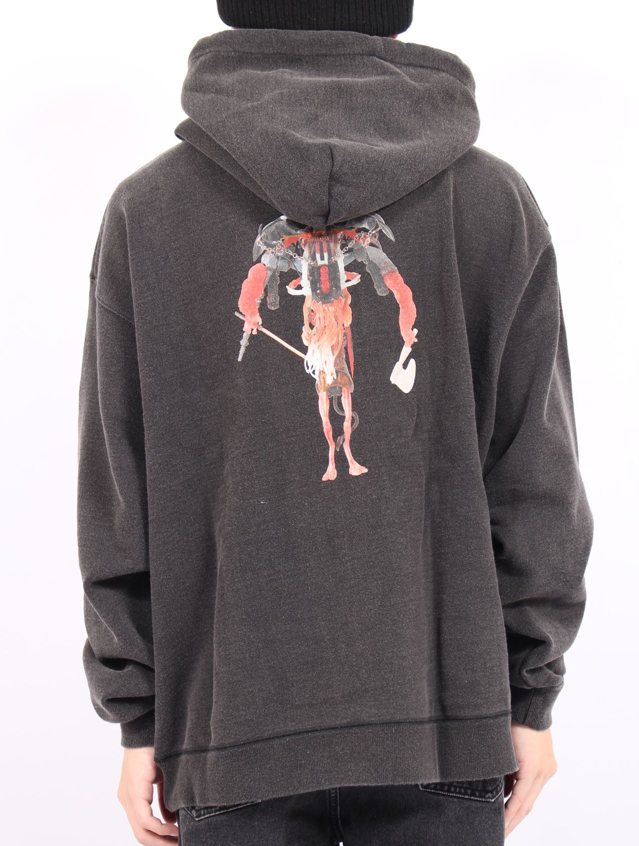 【25AW】佃弘樹 Heartwork Mixed media グラフィック フーディー パーカー / Hiroki Tsukuda ART ROBO GRAPHIC HOODIE / ブラック