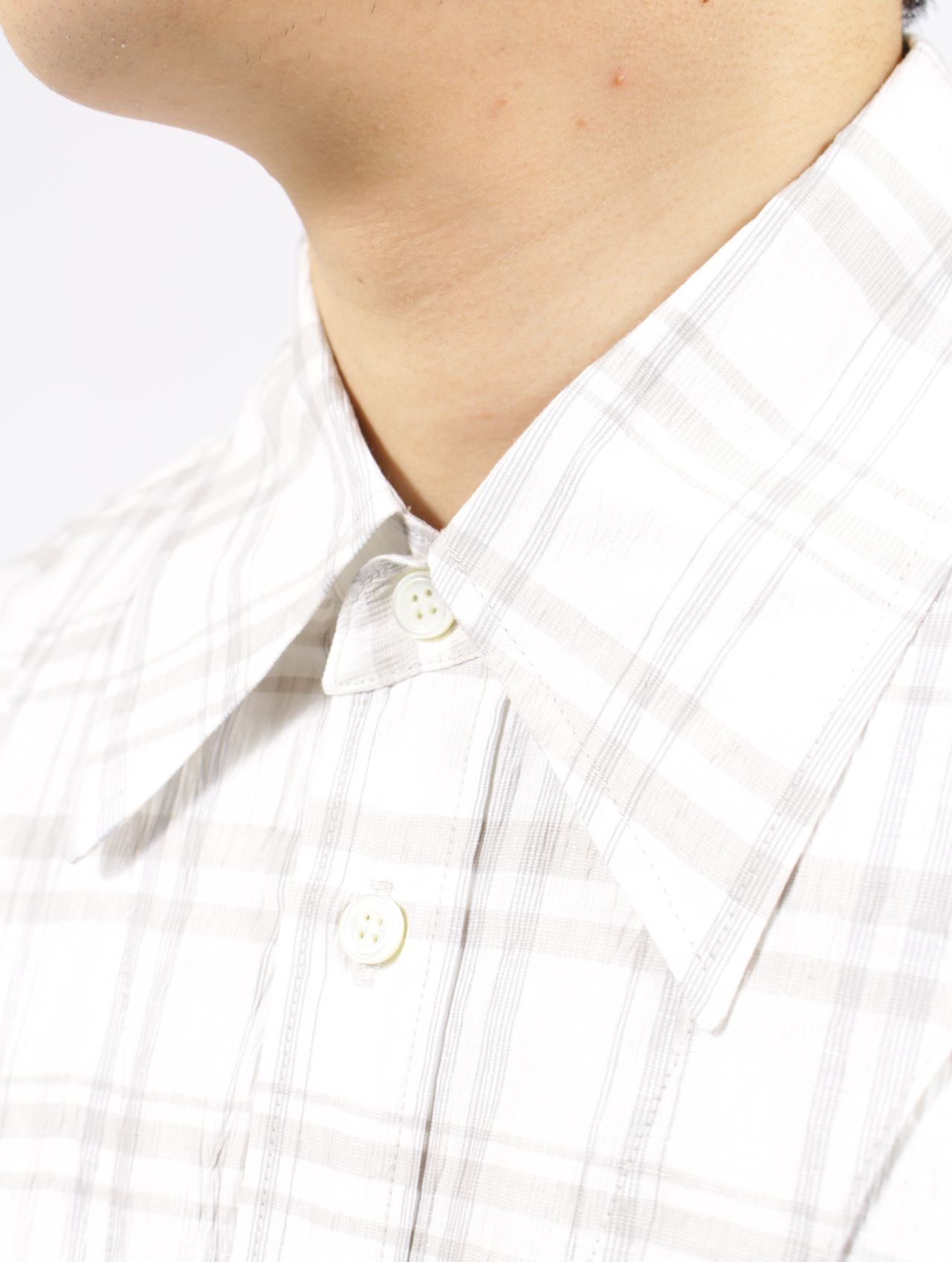 【25SS】プレイド パネルド ユーティリティ シャツ / PLAID PANELLED UTILITY SHIRT / WHITE(ホワイト)