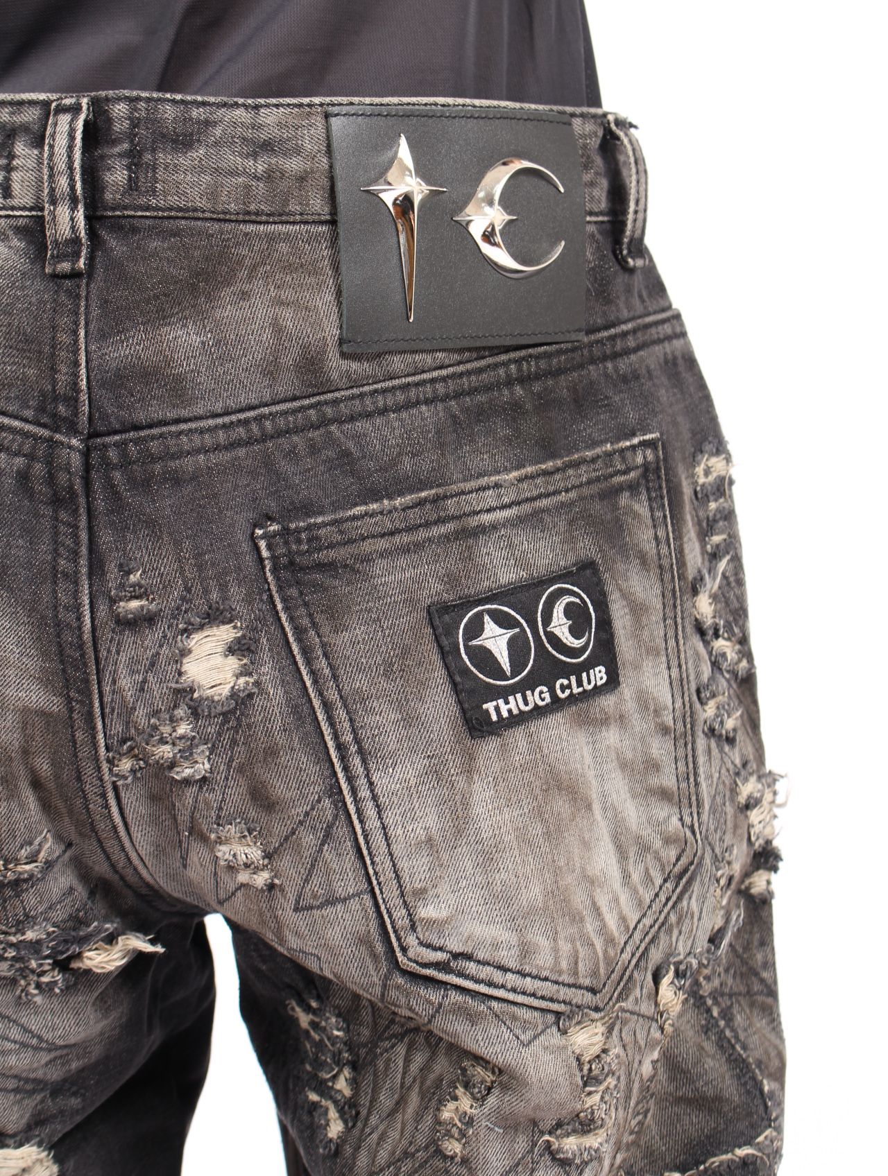 【25AW】ハードウォッシュド ダメージ デニム パンツ / HARD-WASHED DAMAGED DENIM PANTS / ブラック