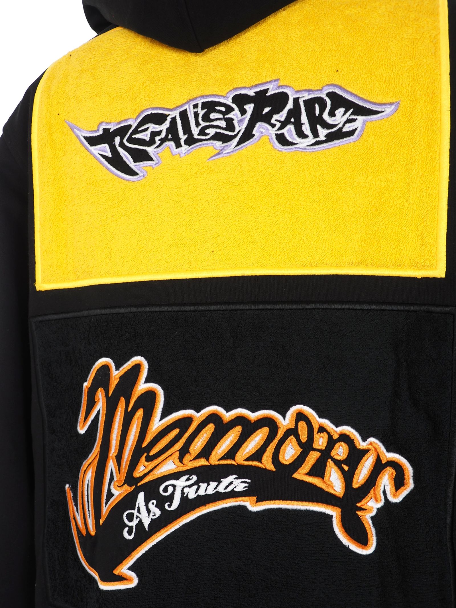 【20AW】バック刺繍柄 タオル地ワッペン パーカー / ACK HOODIE EMBROIDERED / ブラック × イエロー