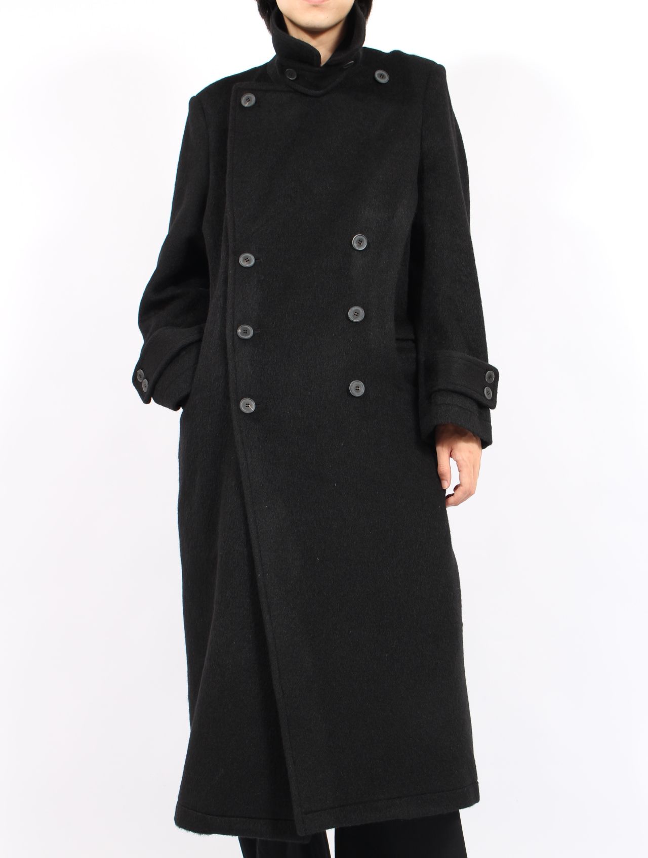 【25AW】 ダブル ブレステッド コート / DOUBLE BREASTED COAT / BLACK(ブラック)