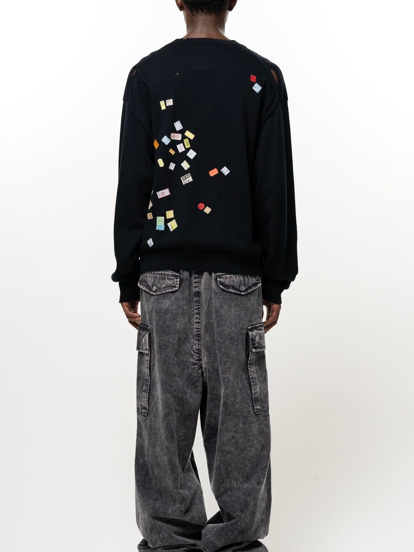 【26AW】 プライス ステッカー ニット プルオーバー / PRICE STICKER KNIT PO / ブラック