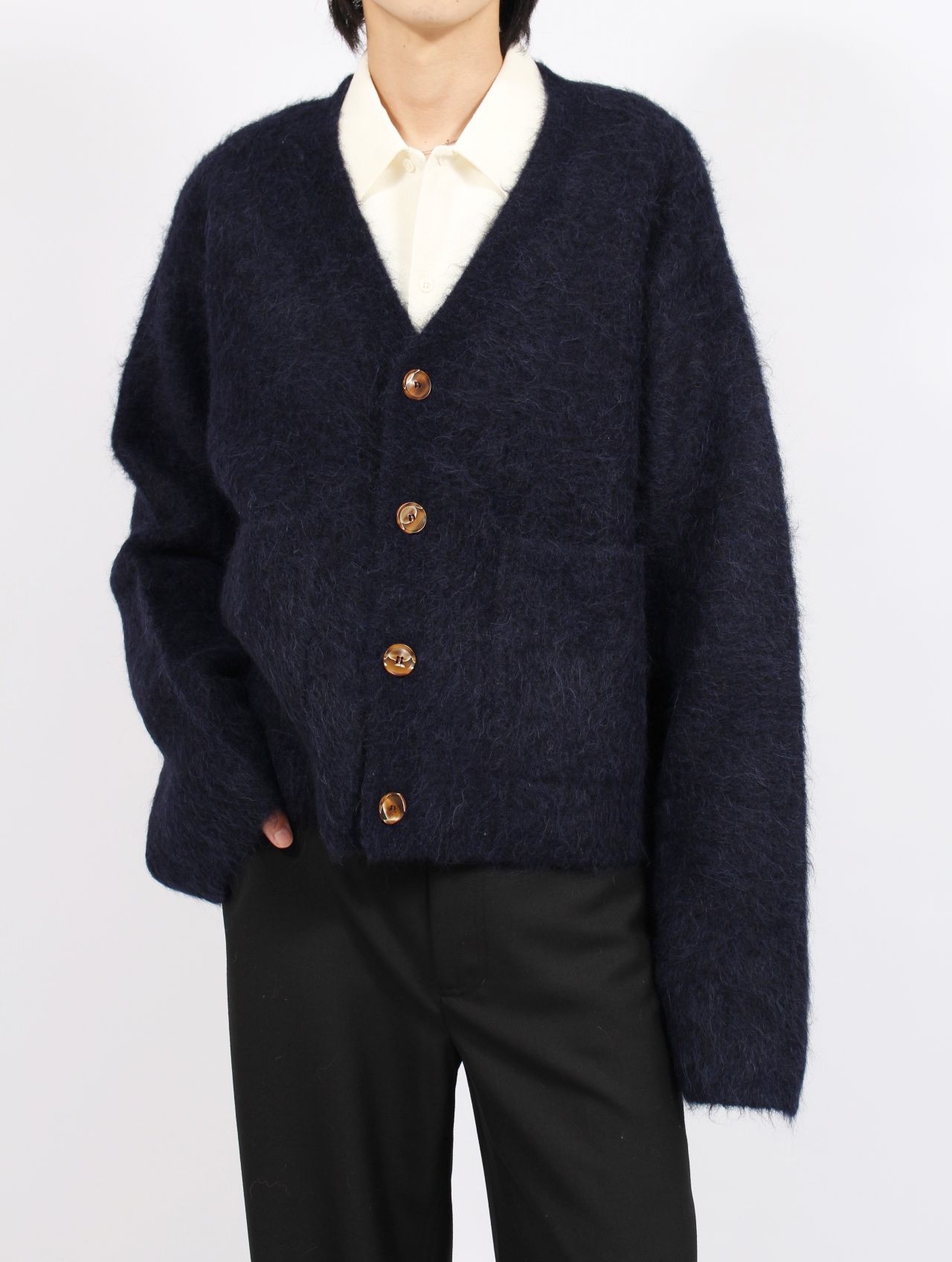 【25AW】 リー カーディガン アルパカニット / LEE CARDIGAN / ネプチューン（ネイビー）