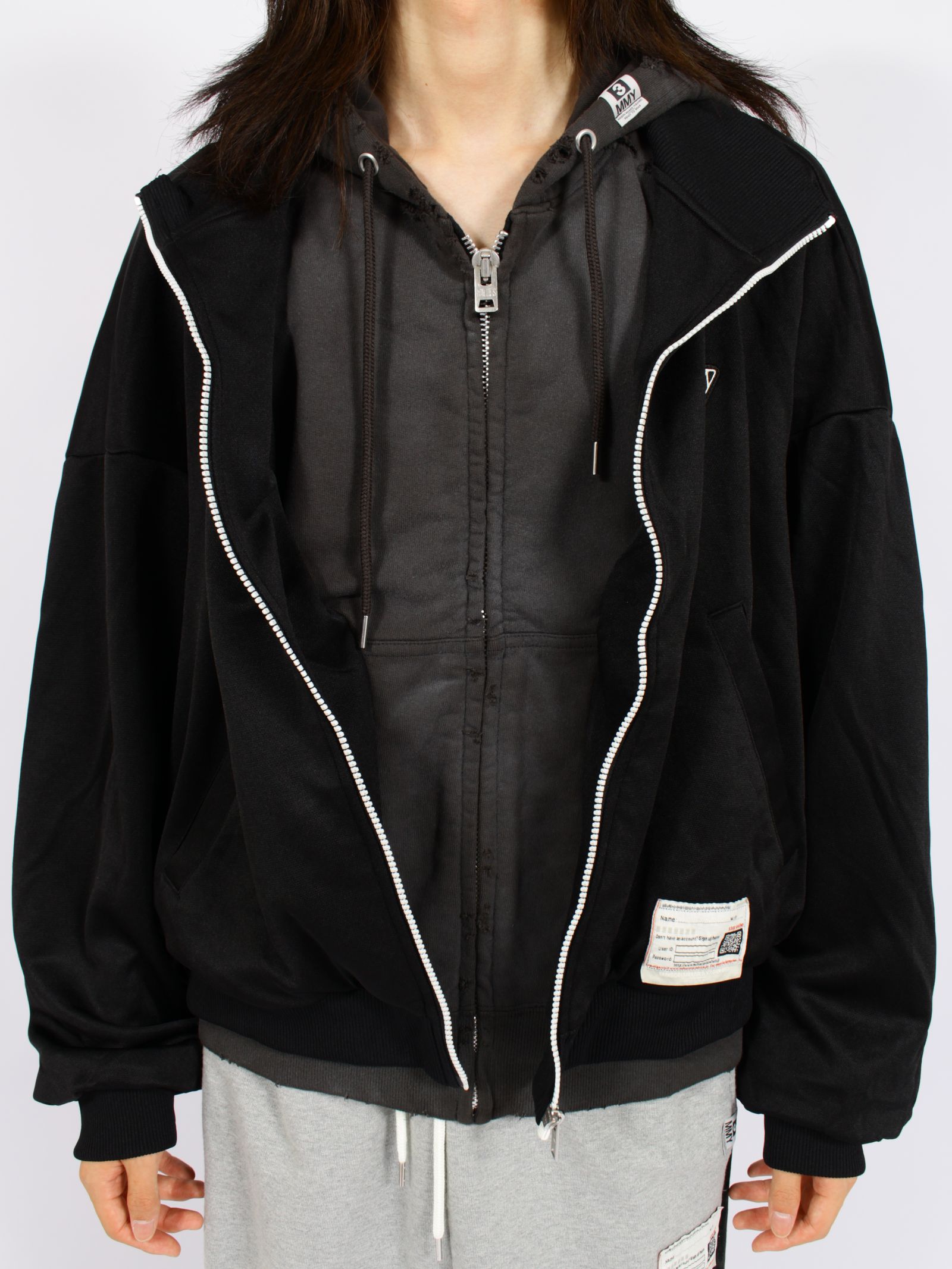 【26AW】 トラック ジャケット レイヤード スウェット パーカー / TRACK JACKET LAYERED / ブラック