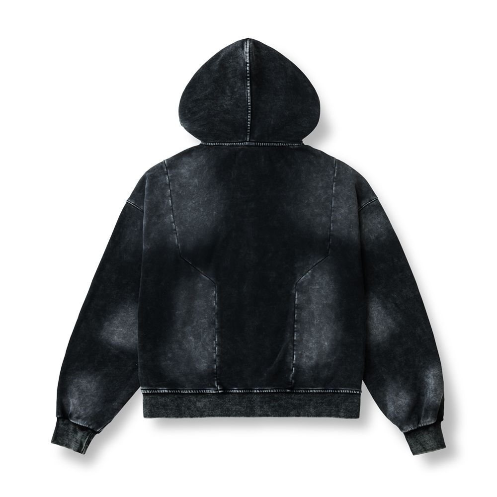 【26AW】フェード  ウォッシュ ジップ アップ フーディー / FADE WASH ZIP HOODIE / FADED BLACK(ブラック)