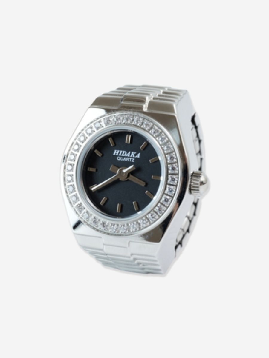 ヘイロー・リング・ウォッチ 時計リング / HALO RING WATCH / ブラック×シルバー