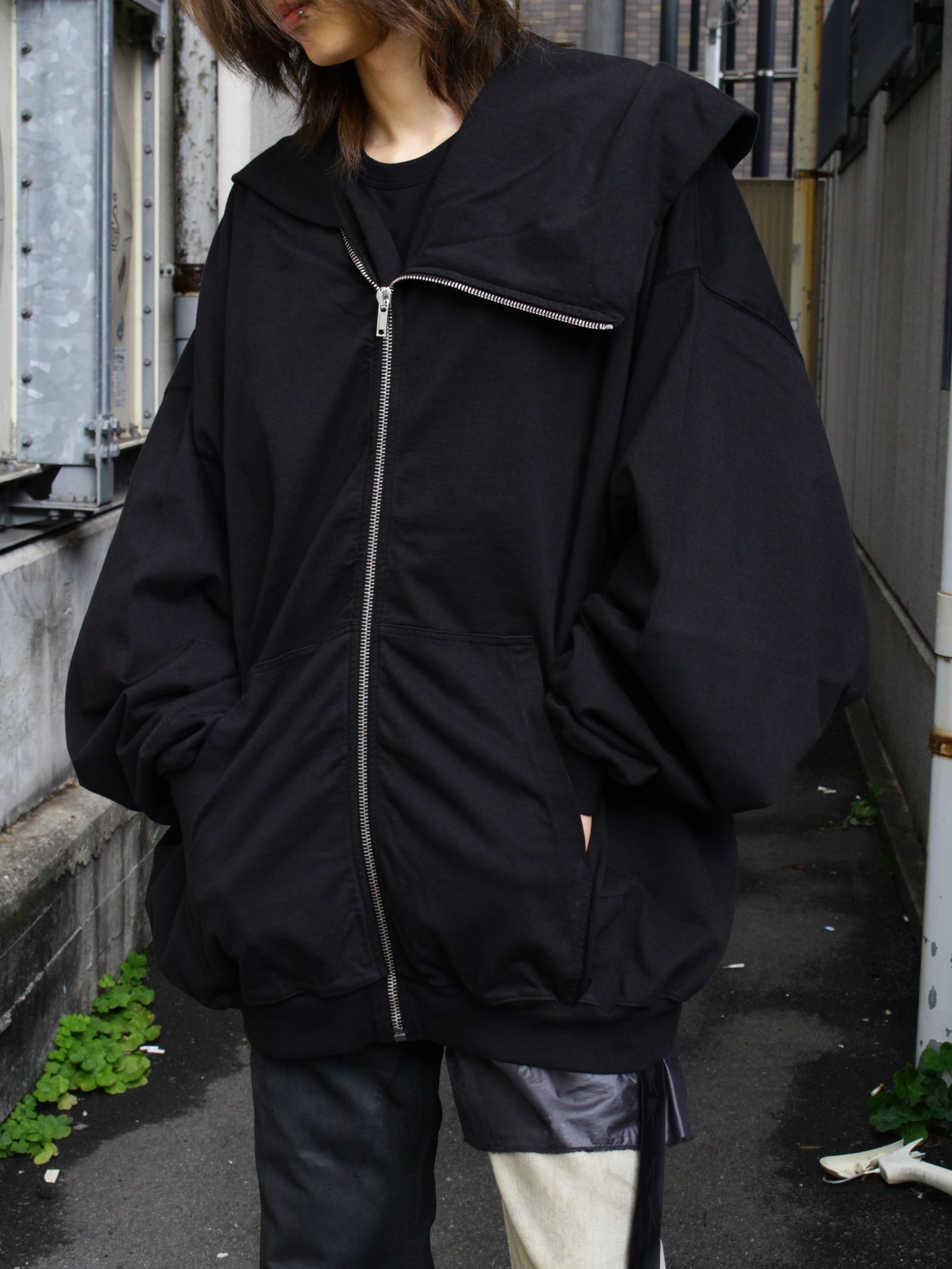【26SS】マウンテン ハン ジップ フーディー パーカー / MOUNTAIN HUN HOODIE / ブラック