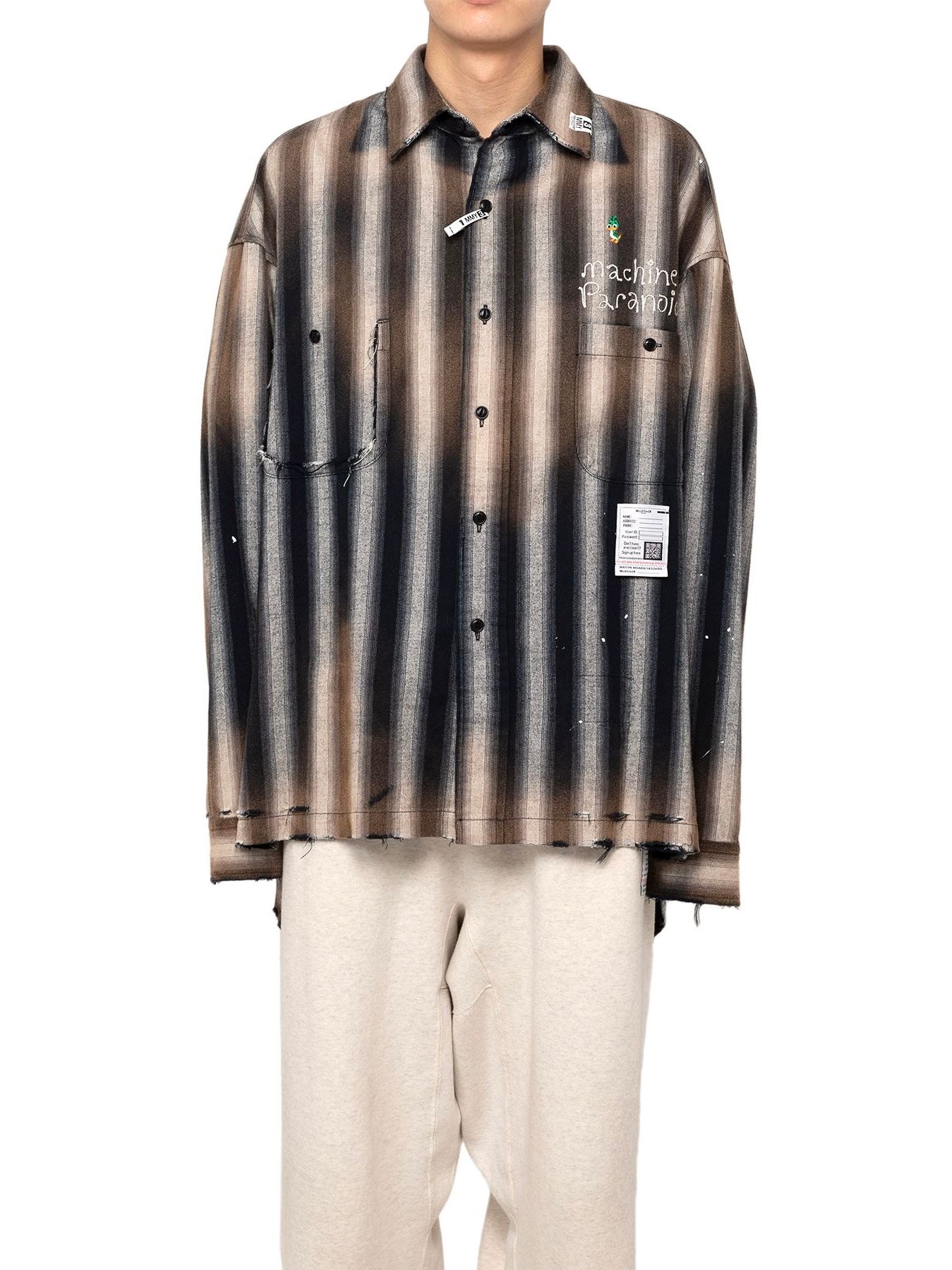 Maison MIHARA YASUHIRO - 【24AW】ダック ペイント ストライプ ロングスリーブ シャツ / STRIPE L/S  SHIRTS / ブラック | STORY