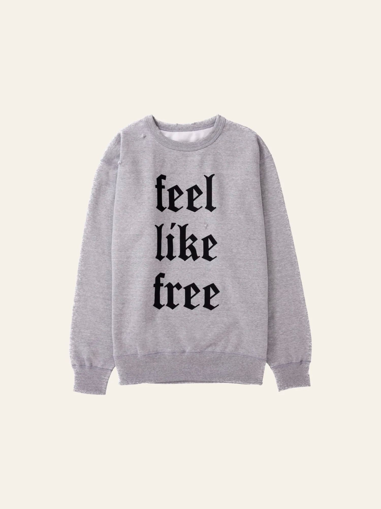 ダメージ加工 スウェットシャツ / FEEL LIKE FREE CREW / グレー