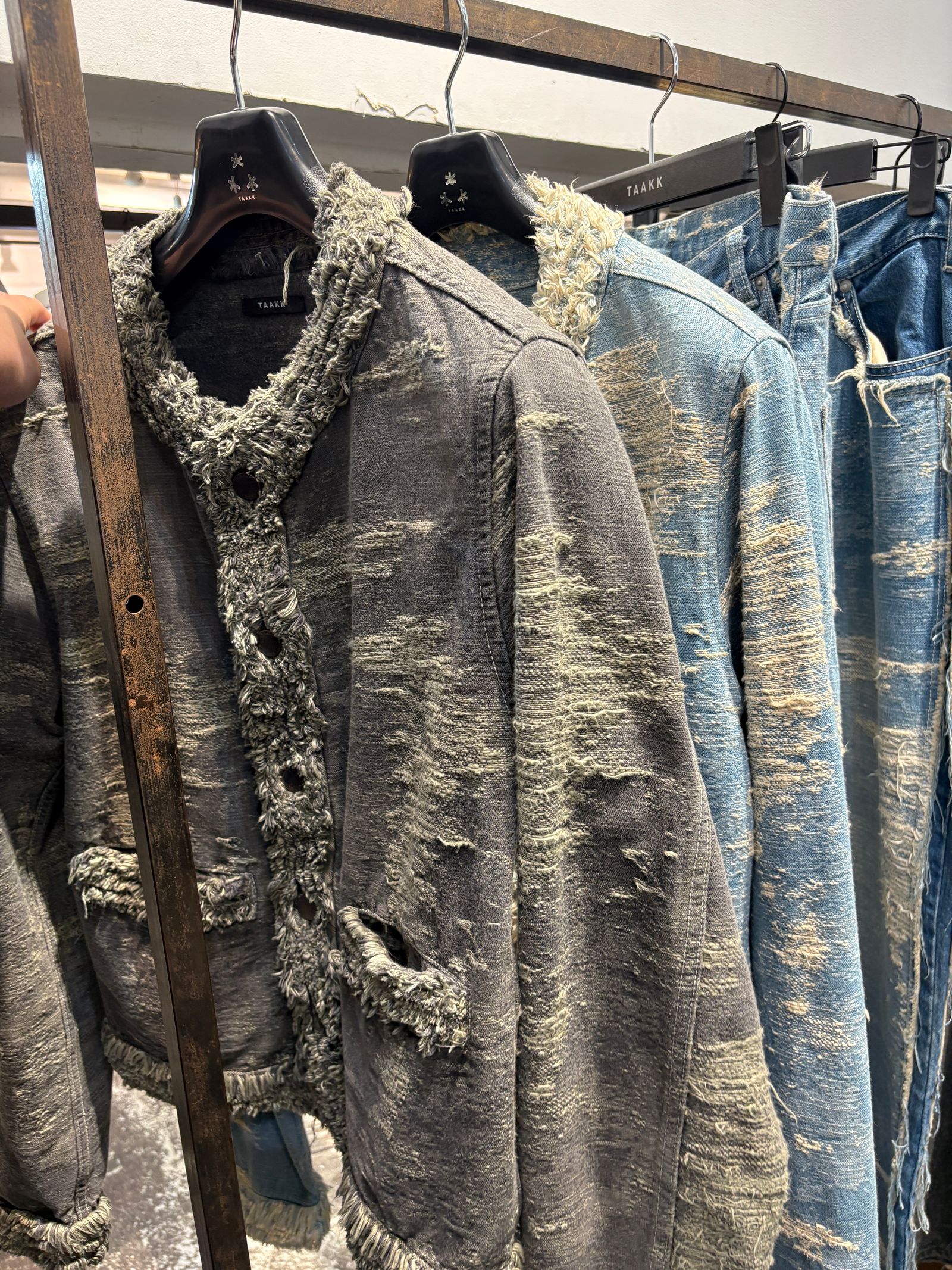 【27SS】カラーレス デニム ジャケット ジャガードデニム シャネル ジャケット  / COLLARLESS DENIM JACKET / グレー