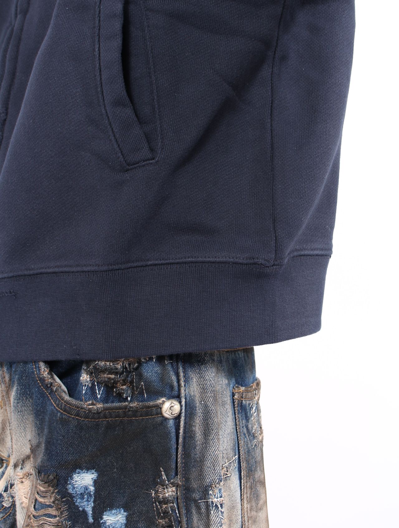 【25AW】レザー フレーム ジップアップ パーカー / LEATHER FLAME HOODED ZIP-UP / ネイビー