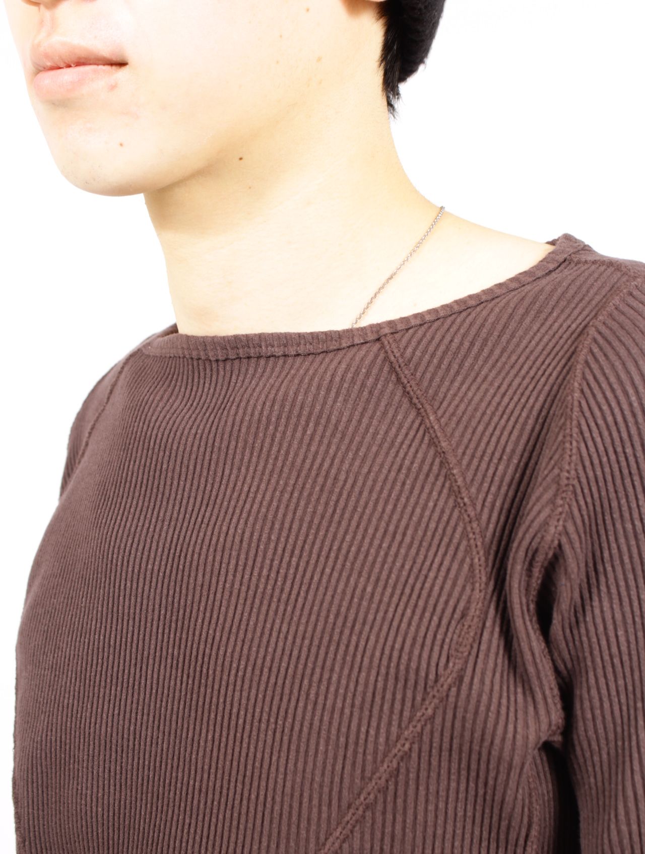 【26SS】 パネルド リブ ロングスリーブ 長袖 Tシャツ / PANELLED RIBBED LONG SLEEVE T-SHIRT / BROWN (ブラウン)