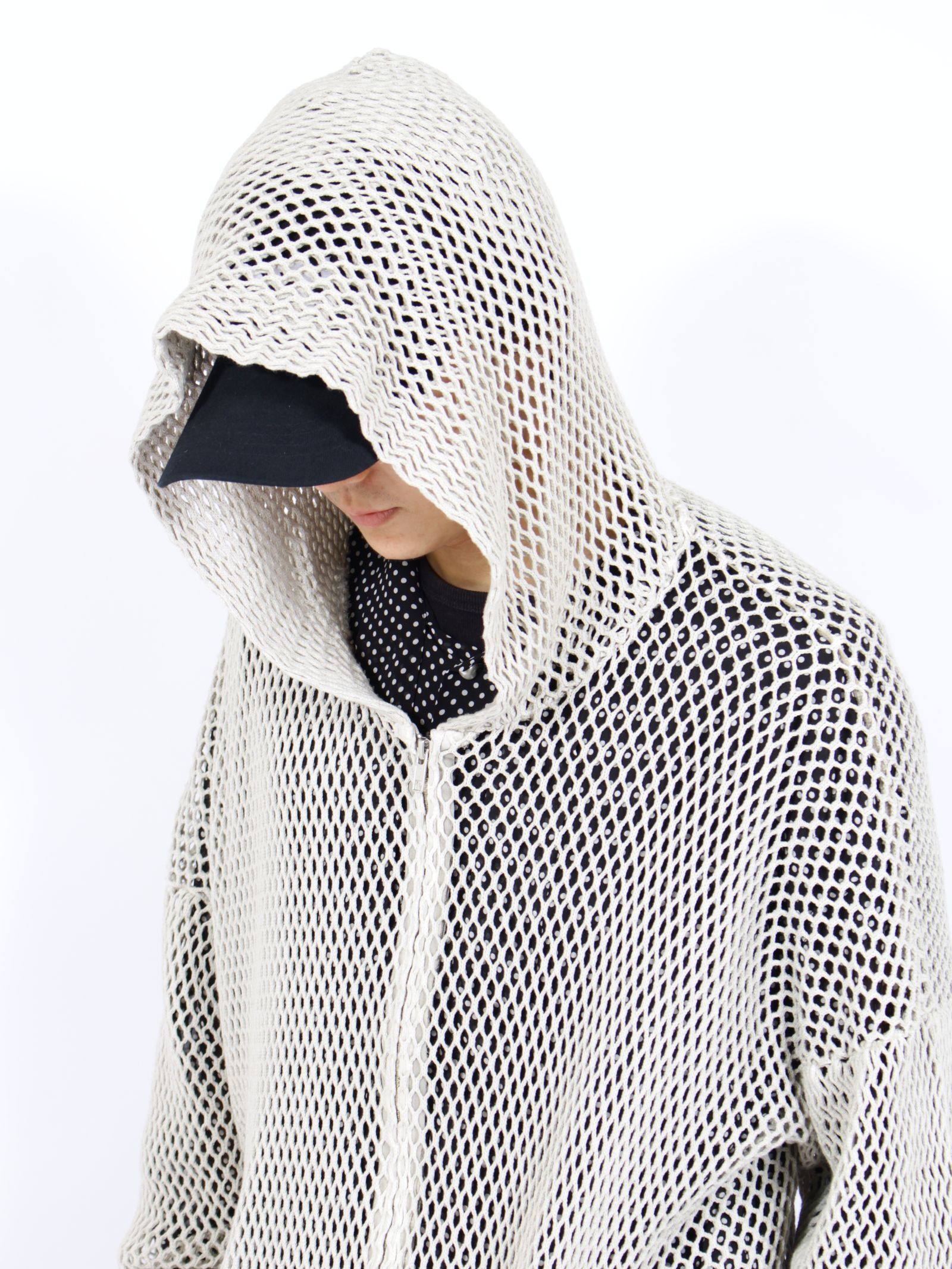【26AW】コットン メッシュ フル ジップ フーディー 長袖 パーカー / COTTON MESH FULL ZIP HOODIE / IVORY(ベージュ)
