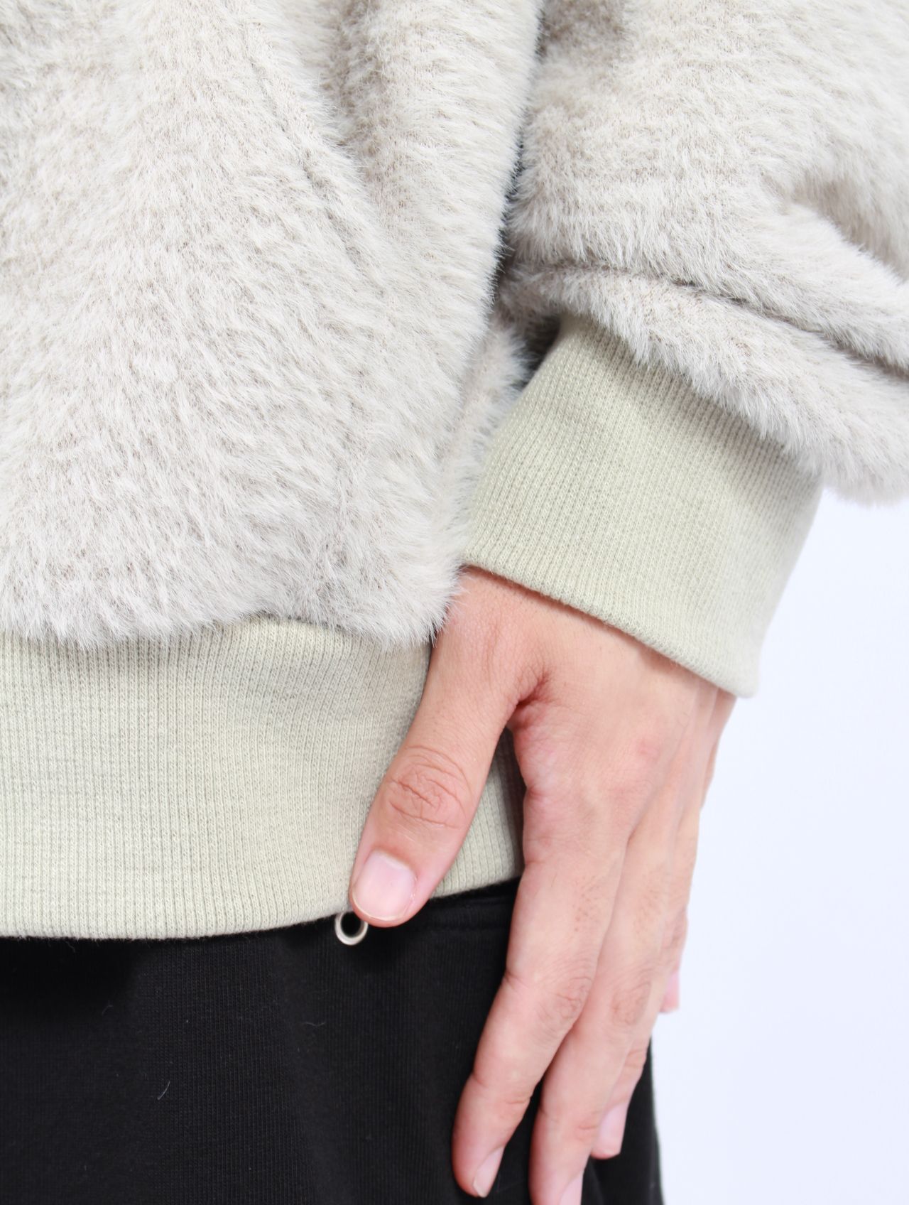 【25AW】テディベア フーデッド セーター シャギー ジップアップ パーカー / TEDDY BEAR HOODED SWEATER / ミント